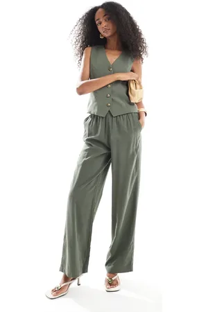 ONLY Tailored twill pull on trousers co-ord in khaki