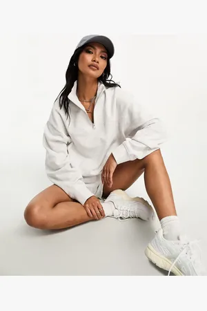 ASOS Half zip sweatshirt in ice marl