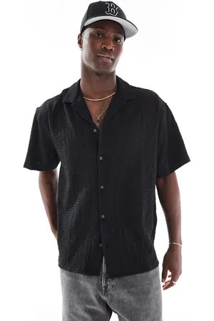 JACK & JONES Revere collar seersucker short sleeve shirt in