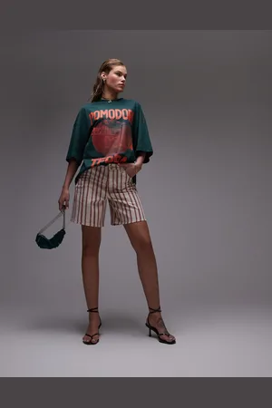 Topshop Denim jort in red stripe