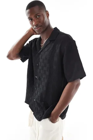 JACK & JONES Revere collar textured short sleeve shirt in