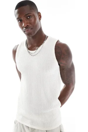 JACK & JONES Ribbed vest in cream