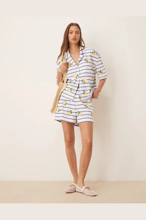 ASOS Stripe shorts with lemon embroidery