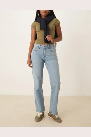 Abercrombie & Fitch Curve love ultra high rise ankle straight jeans in dark wash