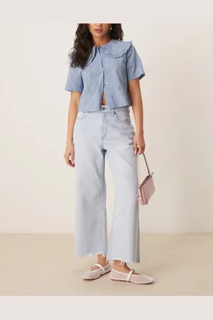 Abercrombie & Fitch Curve love high rise crop wide leg jeans in bleach