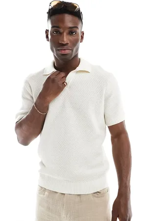Only & Sons Knitted polo in cream