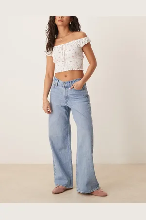 Abercrombie & Fitch Curve love low rise ultra loose jeans in light wash