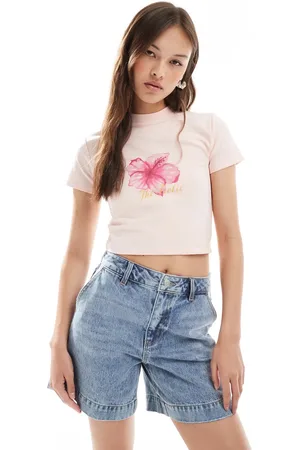 Object Vintage wash wide denim shorts in medium
