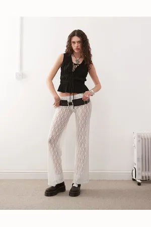 COLLUSION Fold over yoga pant in lace