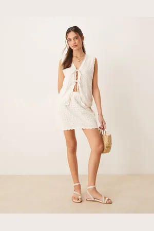 ASOS Crochet knit mini skirt co-ord in ecru