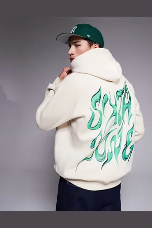 Sixth June Chrome logo back print hoodie in cream