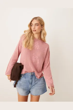 ASOS Lace knit slouchy jumper in dusty