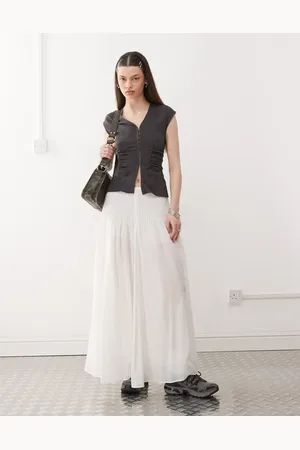 Weekday Cotton voile pleated maxi skirt in