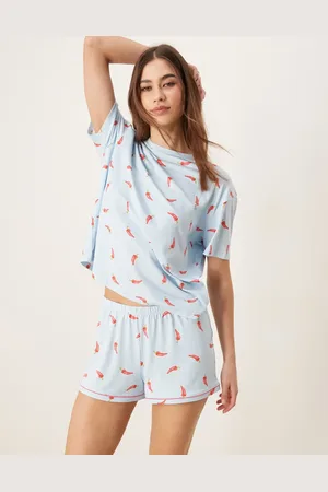 Urban Threads Oversized pyjama top and shorts in chilli print
