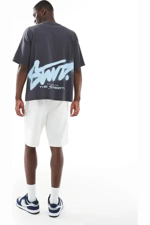 Pull&Bear STWD graffiti back graphic in charcoal