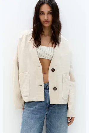 Pull&Bear Kimono linen look jacket in ecru