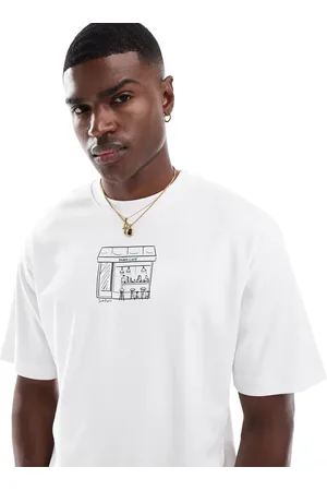 JACK & JONES Premium oversized t-shirt with cafe chest print in