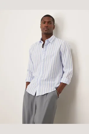 SELECTED Long sleeve linen shirt in light stripe