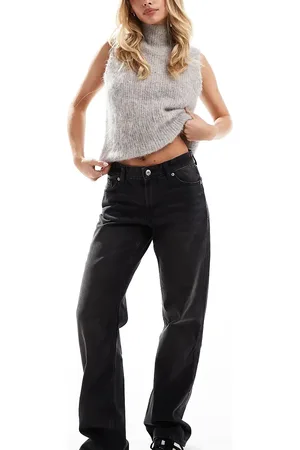 Bershka Petite straight leg jeans in washed
