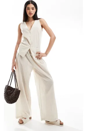 Esmée Esmee Exclusive beach trouser co-ord in beige and white stripe