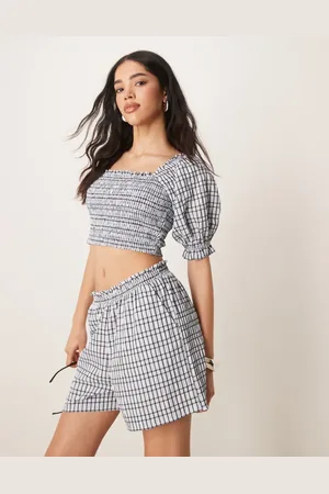 ASOS Seersucker check shorts co-ord in