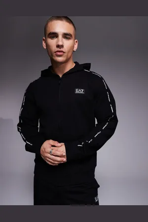 EA7 Armani zip hoodie co-ord with logo tape detail in