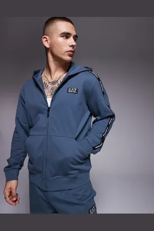 EA7 Armani zip hoodie co-ord with logo tape detail in dark