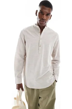 JACK & JONES Overhead linen shirt in beige