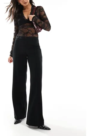 Bershka High waisted wide leg tailored trousers in