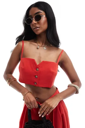 Bershka Notch front tailored strappy top co-ord in
