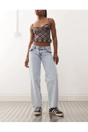 Motel Parallel leg low rise jeans in 80s light wash