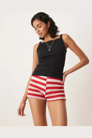 ASOS Crochet micro short in red and white stripe