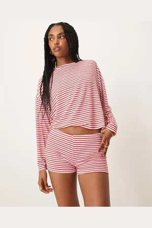 ASOS Micro short co-ord in red and white stripe