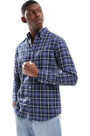 Farah Macgregor long sleeve checked shirt in black and