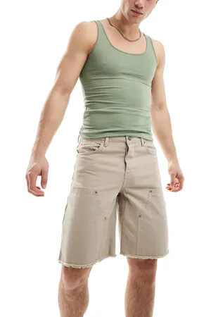 Sixth June Worker denim shorts in beige