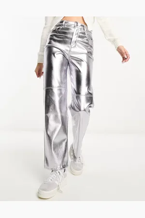 Pull&Bear Straight leg trouser in metallic