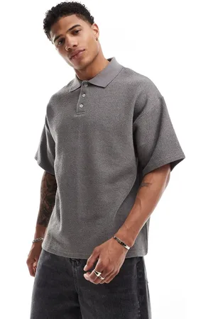 SELECTED Oversized boucle polo shirt in