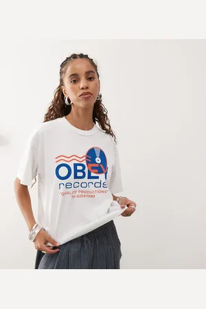 Obey Records graphic logo t-shirt in