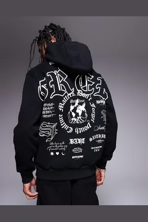 Sixth June Logo motif back print hoodie in