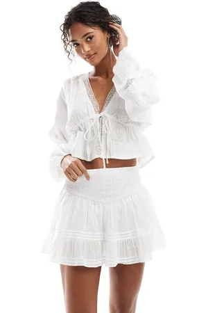 Pull&Bear Drop waist ruffle skort in