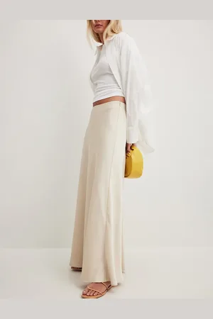 NA-KD Volume satin maxi skirt in champagne