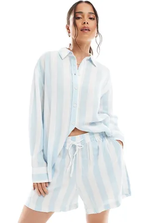 VERO MODA Linen touch shorts co-ord in pale stripe