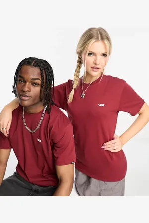 Vans Unisex left chest logo t-shirt in dark red
