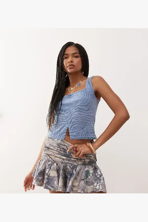 COLLUSION Ruched low rise min skirt in camo print