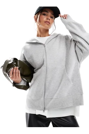 ASOS Supersoft zip through oversized hoodie in marl