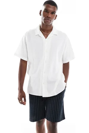 JACK & JONES Revere collar shirt in crinkle texture