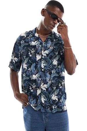 JACK & JONES Revere collar tropical print short sleeve shirt in