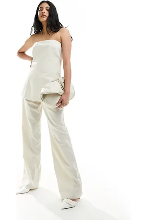 4th & Reckless Tailored linen wide leg trousers co-ord in cream