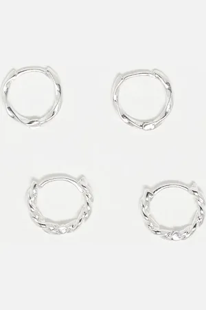 Accessorize 2 pack twist hoop earrings in in plated stainless steel