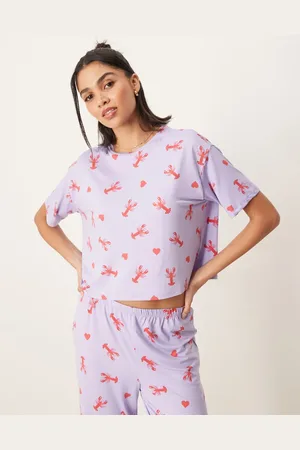 Urban Threads Co-ord oversized cropped tee with lobster heart print